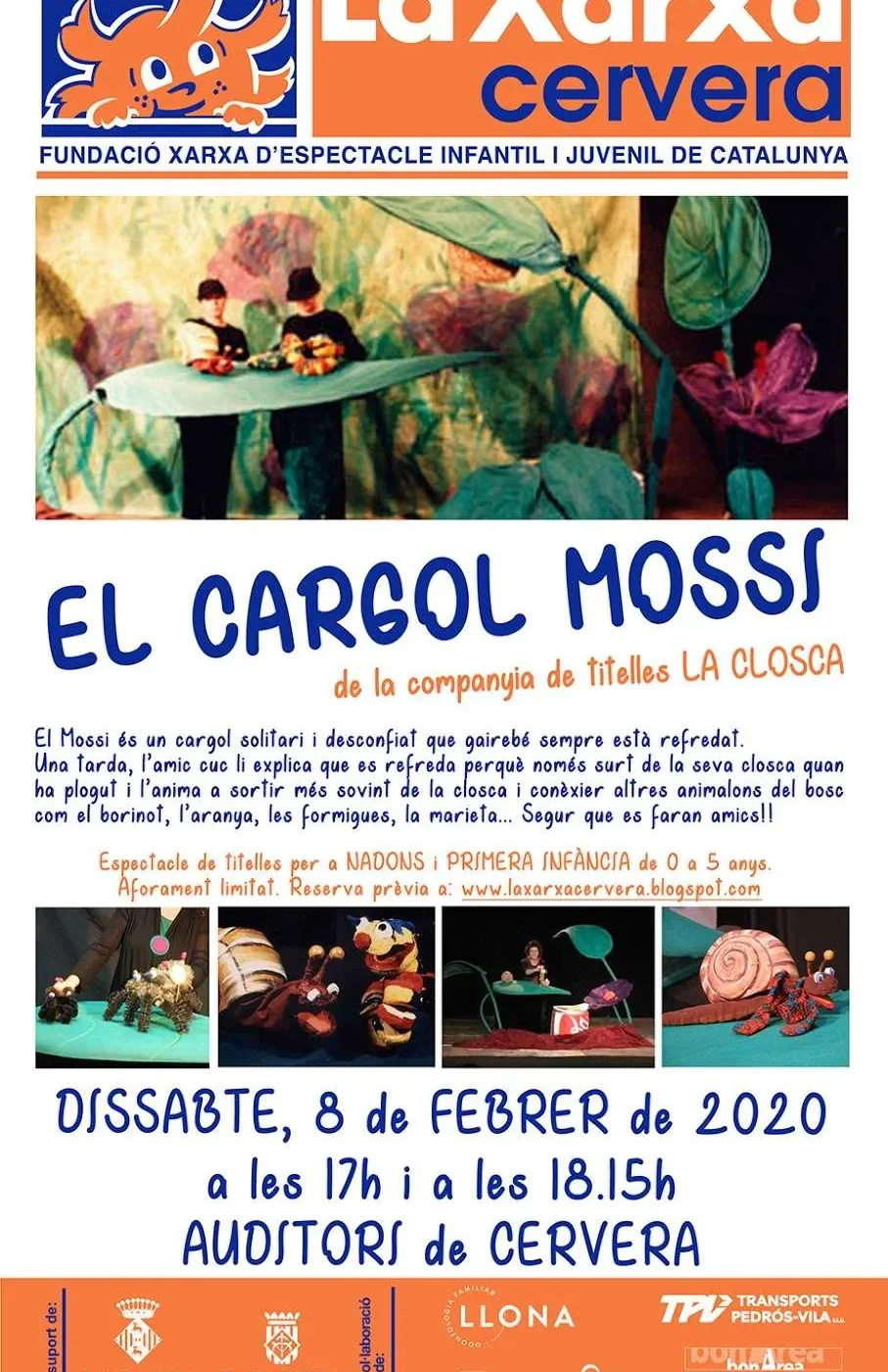 Espectacle “El cargol Mossi i el cuc” , amb Titelles La Closca