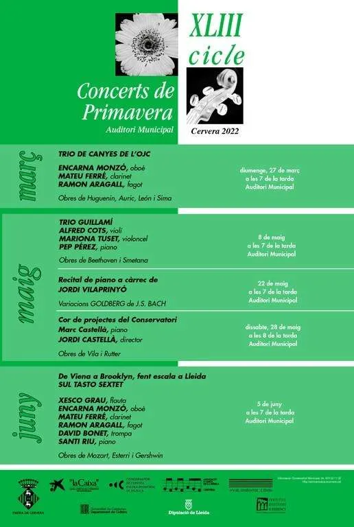 A punt el XLIII Cicle de Concerts de Primavera a Cervera