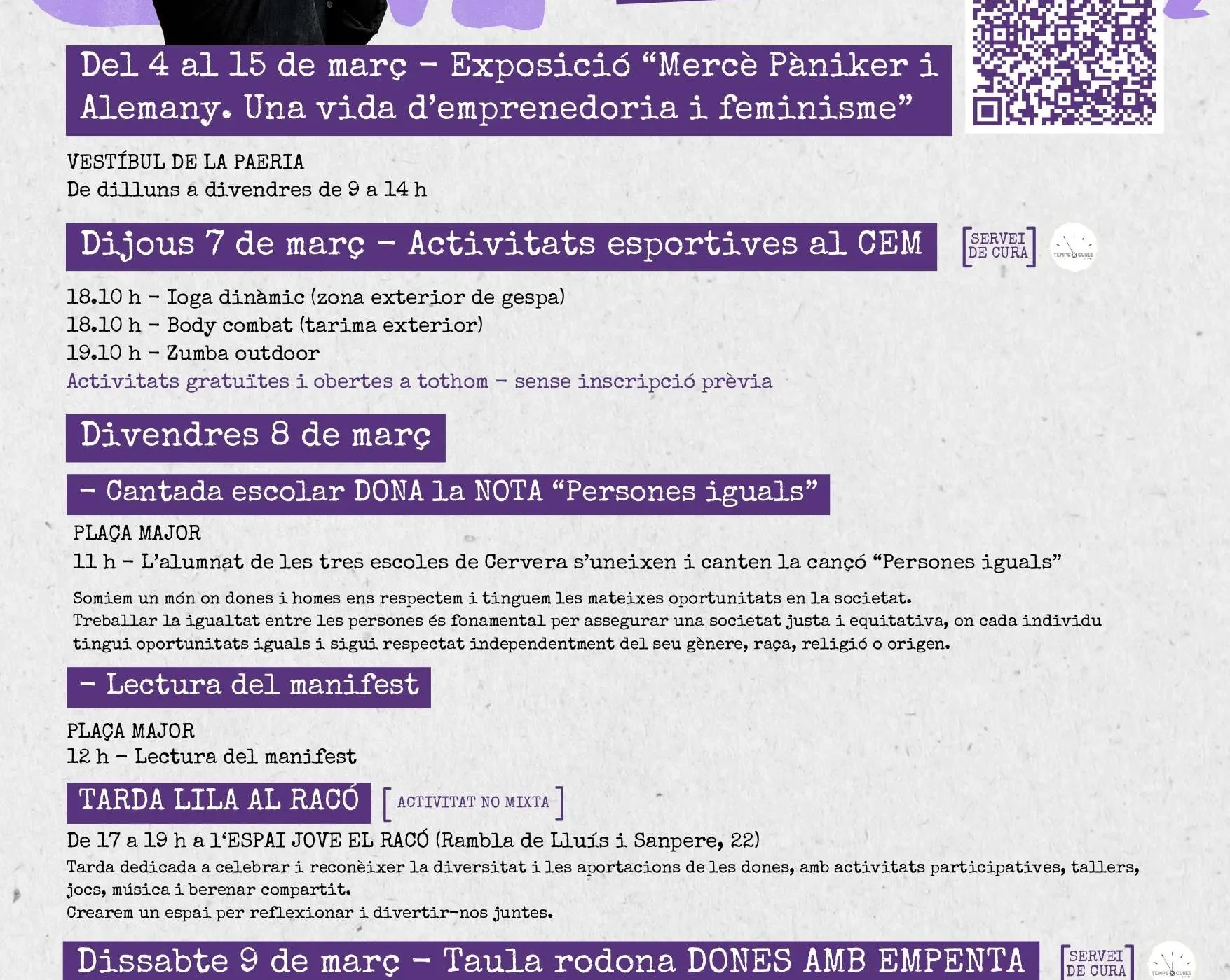 Actes amb motiu del Dia Internacional de les Dones