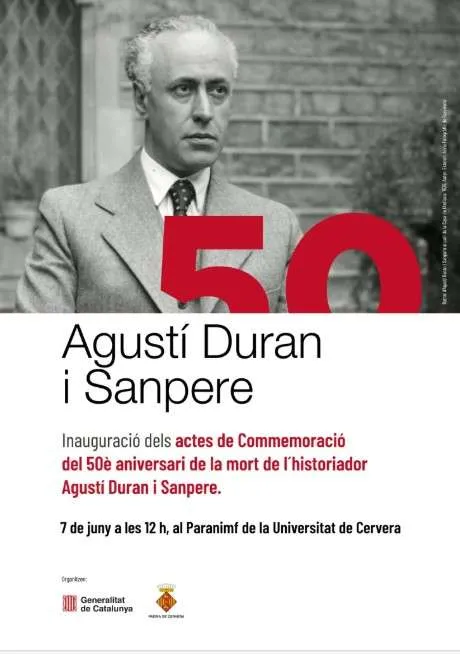 Cervera acollirà l’acte inaugural de l’Any Duran i Sanpere