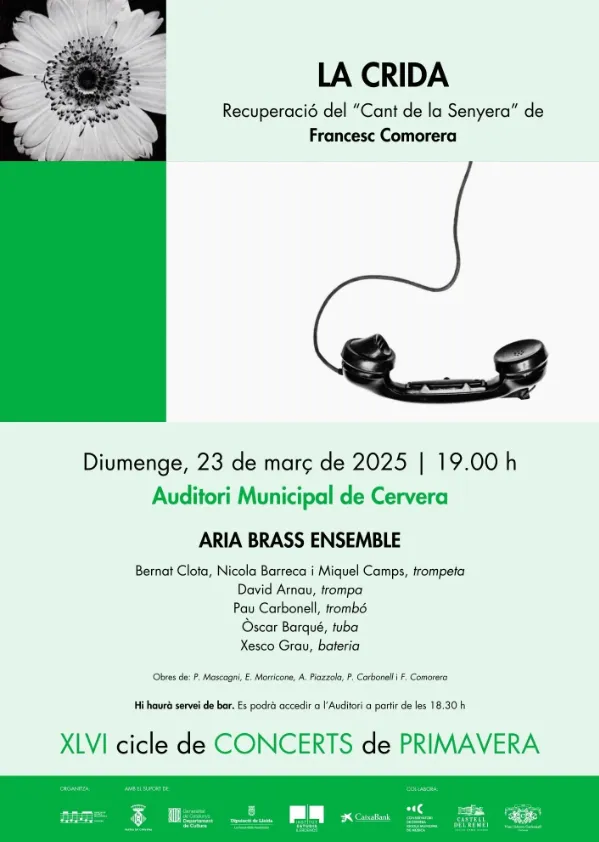 Ària Brass Ensemble obrirà el XLVI Cicle de Concerts de Primavera