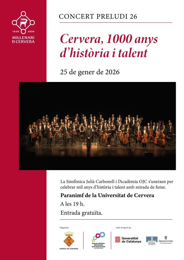 Concert “Preludi 26: Cervera, 1.000 anys d’història i talent”