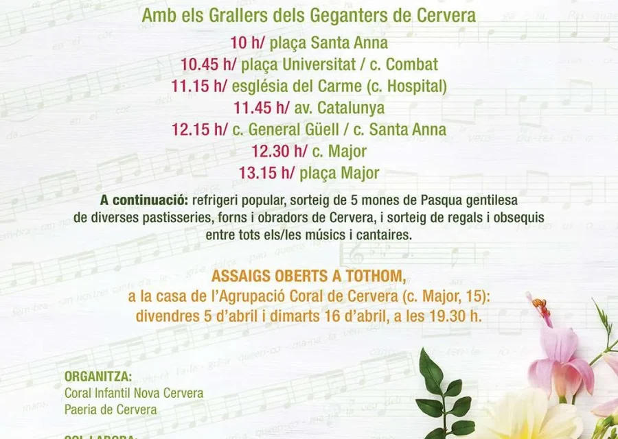 Diumenge de Pasqua, caramelles a Cervera