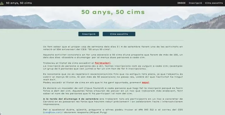 El Centre Excursionista de la Segarra organitza l’activitat «50 anys, 50 cims»