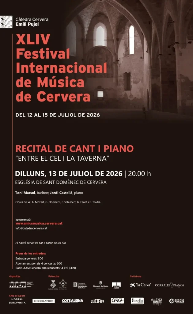 Recital de cant i piano: «Entre el cel i la taverna»