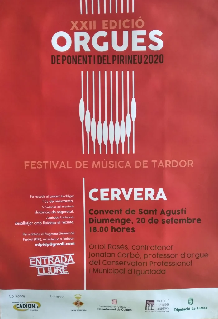XXII Edició Orgues del Ponent i del Pirineu 2020