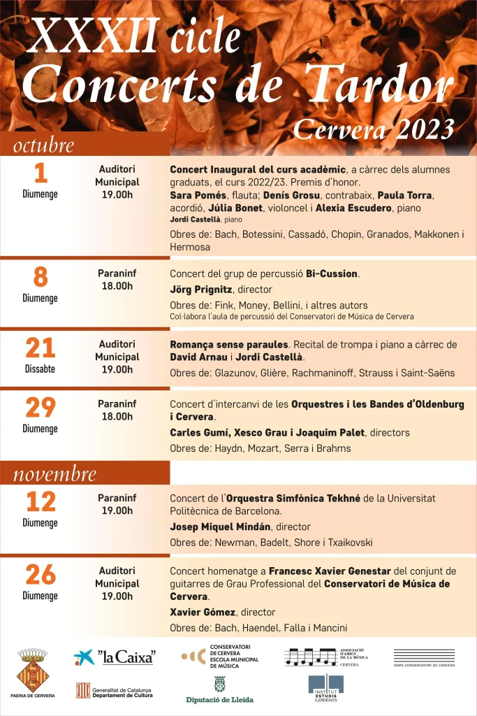 XXXII Cicle de Concerts de tardor Cervera 2023