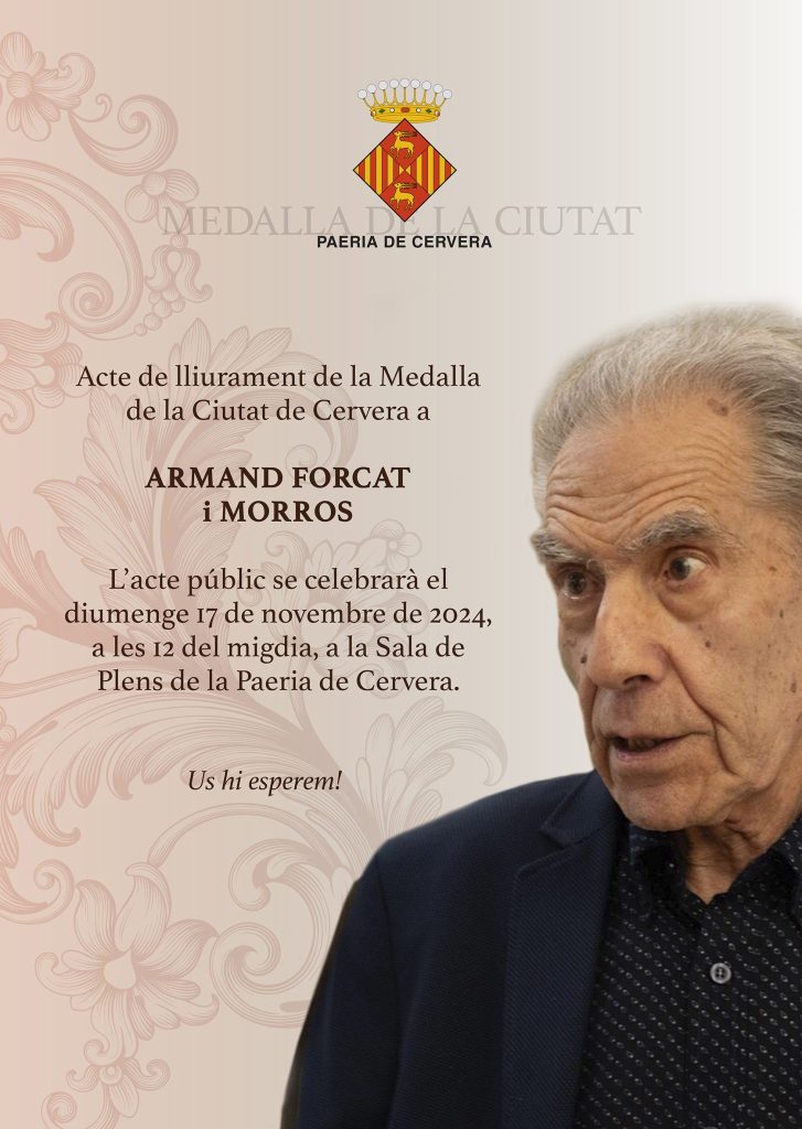 Acte de lliurament de la Medalla de la Ciutat a Armand Forcat