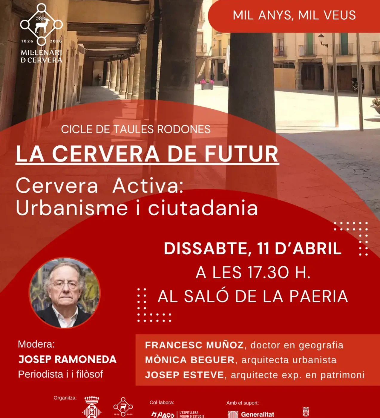 Cervera inaugura un cicle de taules rodones del Mil·lenari amb una primera sessió dedicada a l’urbanisme