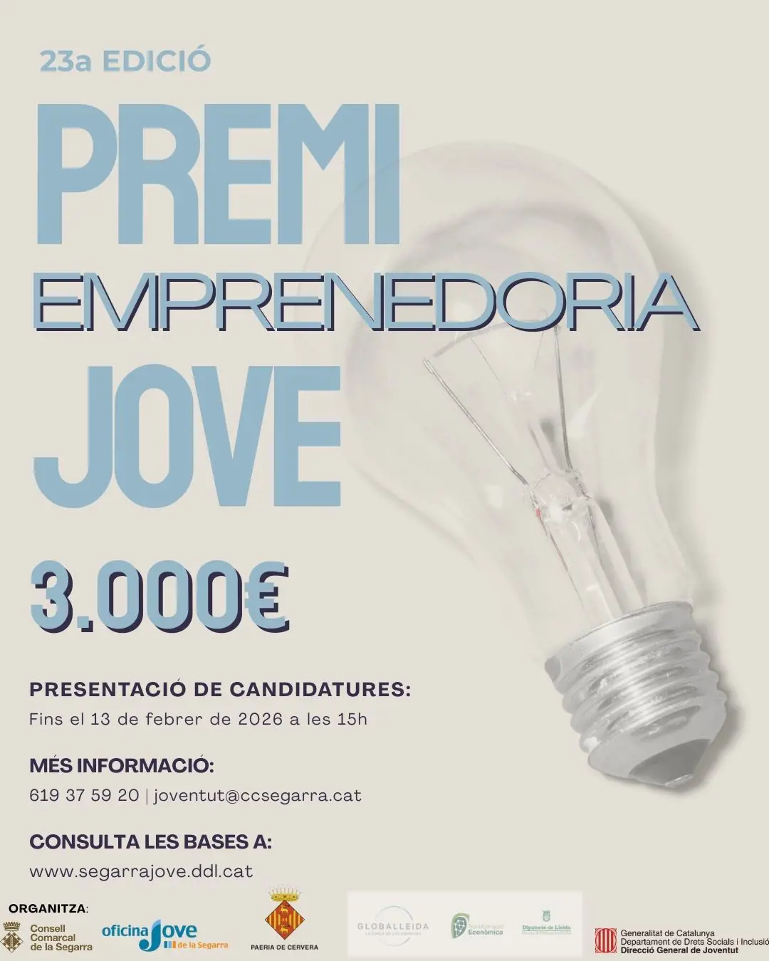 S’obre la 23a edició del Premi d’Emprenedoria Jove de la Segarra
